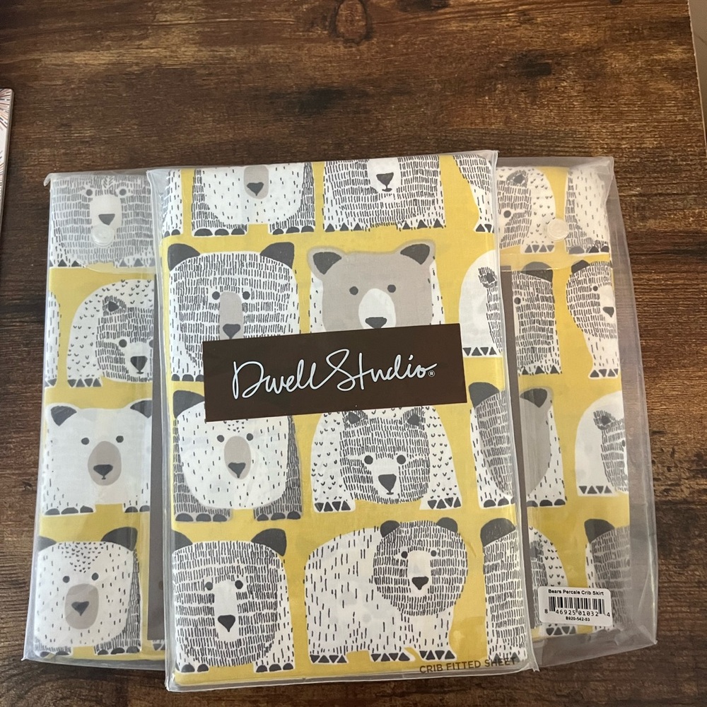 New baby crib skirt and crib fitted sheet set bears